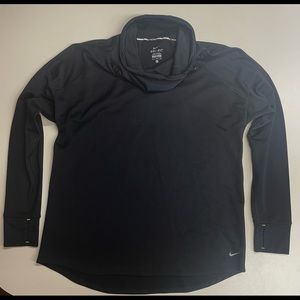 Nike women’s Dri-fit long sleeve mock or cowl neck black pullover running shirt